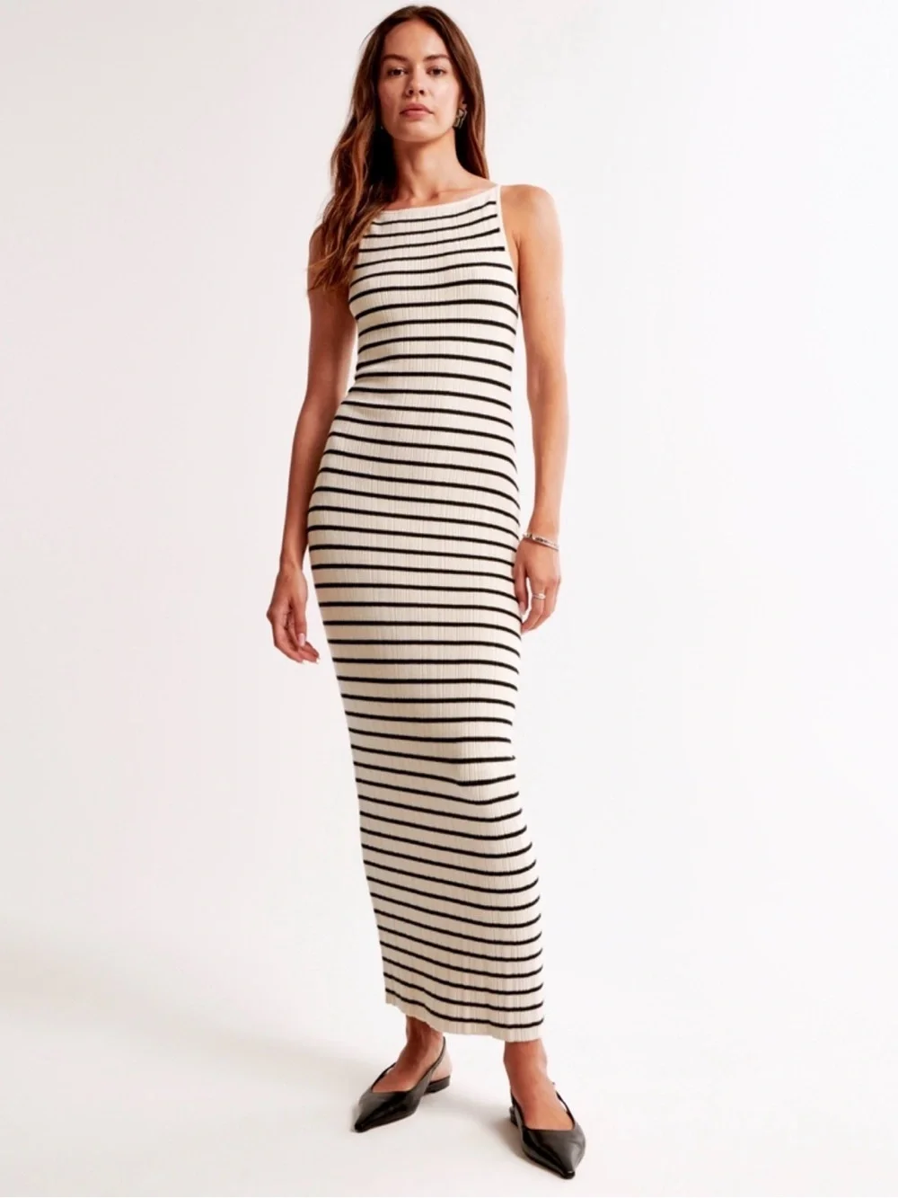 High-Neck Midi Sweater Dress